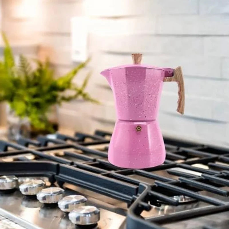 Pink Aluminum Moka Pot | Reusable Mocha Espresso Maker for Home