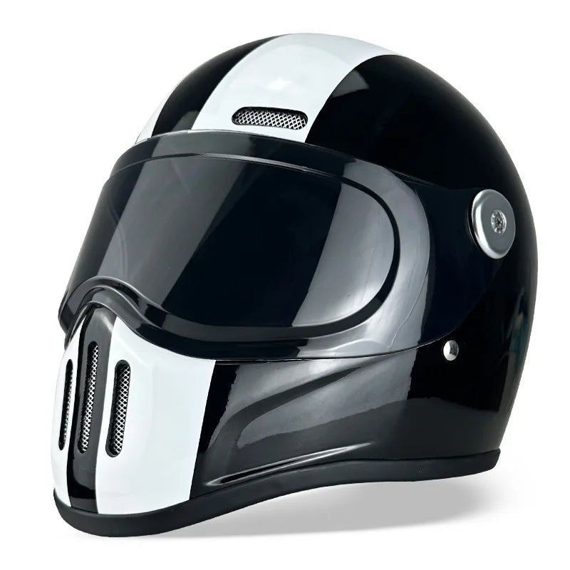 Retro Fiberglass Full Face Motorcycle Helmet | Vintage Style Safety Gear