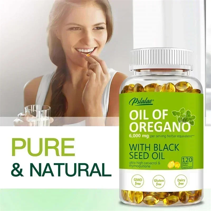 Oregano Oil Softgels with Black Seed Oil | Immune Booster & Digestive Aid