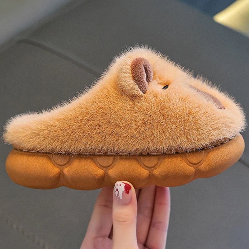 Kids' Capybara Cartoon Plush Slippers | Soft & Cozy Indoor Shoes