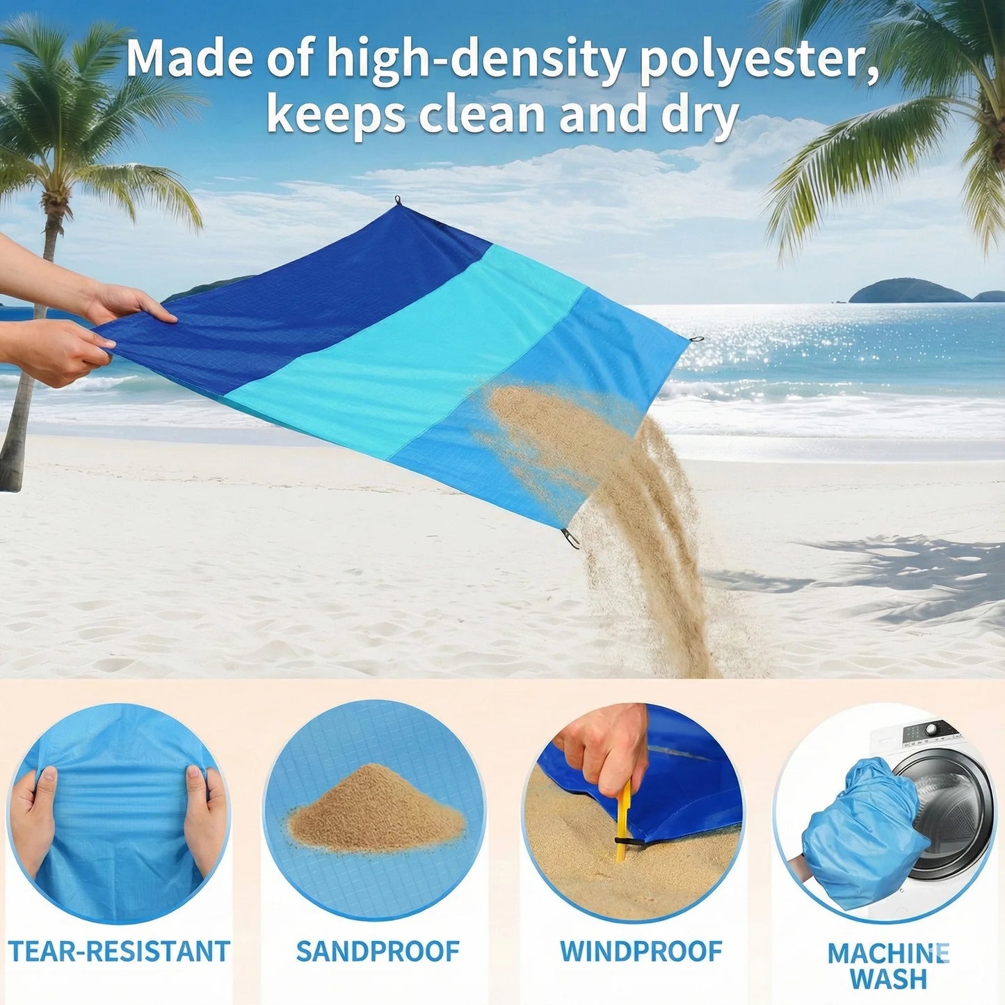 Oversized Lightweight Beach Blanket | Sand Free Waterproof Mat