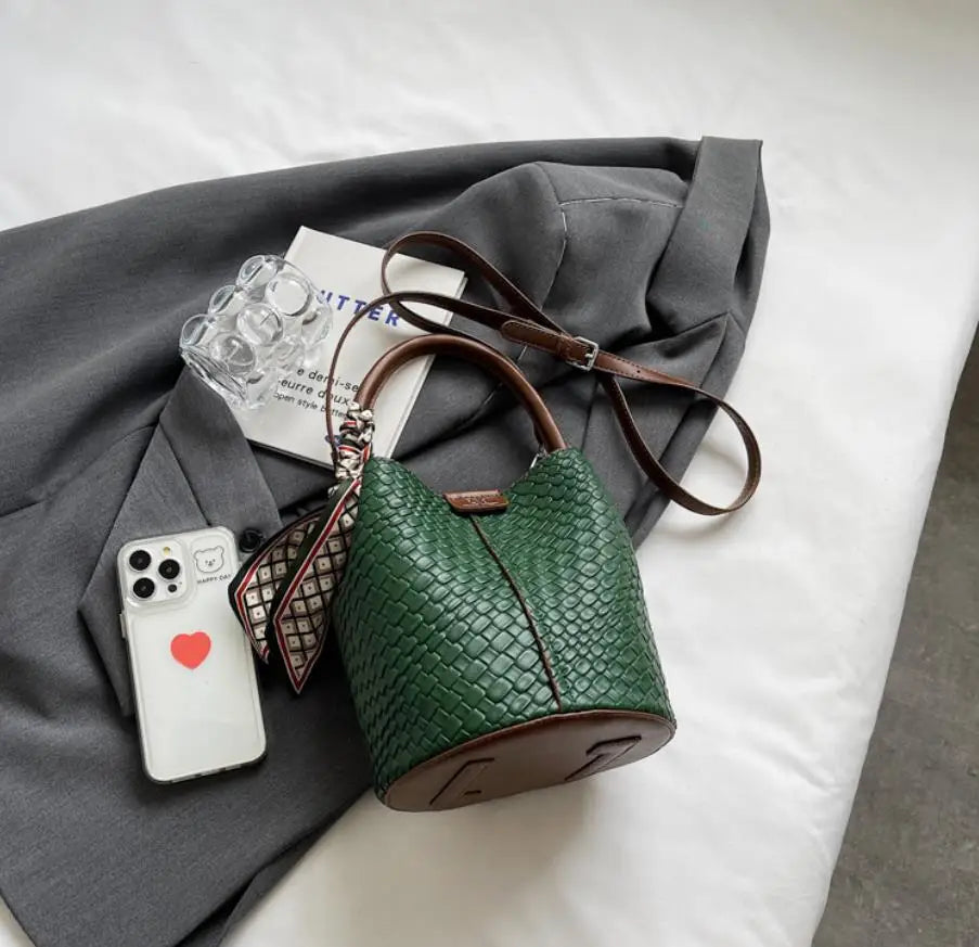 Bolso de cubo chic para mujer | Bolso de mano tejido de moda para cada ocasión