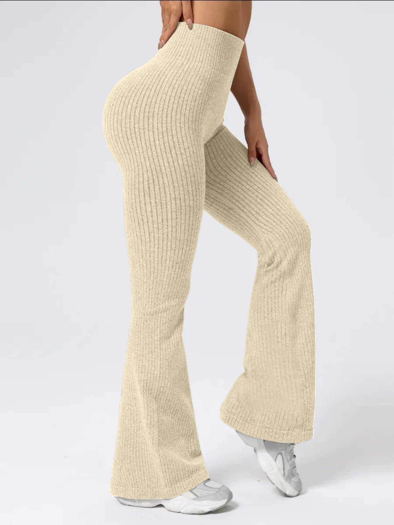 High-Waist Stretchy Bell Bottom Pants for Women | Ideal for Workout