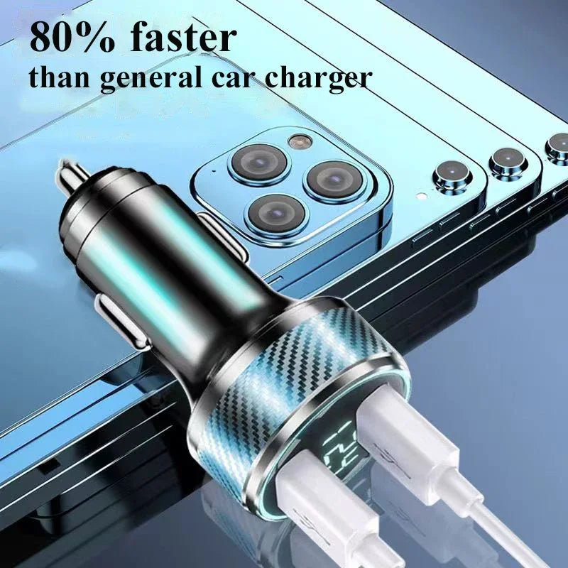 2-in-1 USB Car Charger Adapter | Super Fast GaN Charging Solution