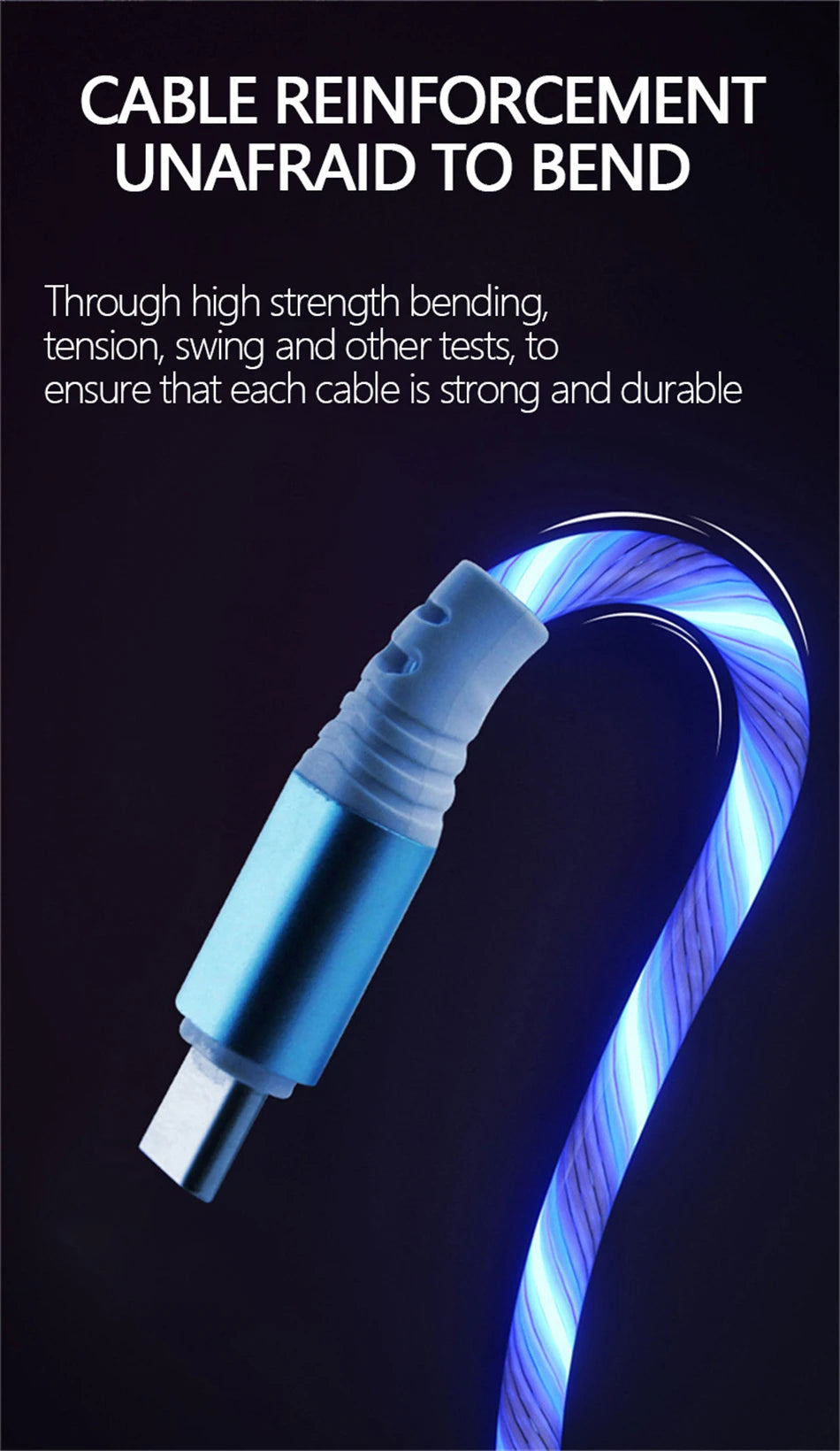 6A Fast Charging Glowing Micro USB & Type C Cable