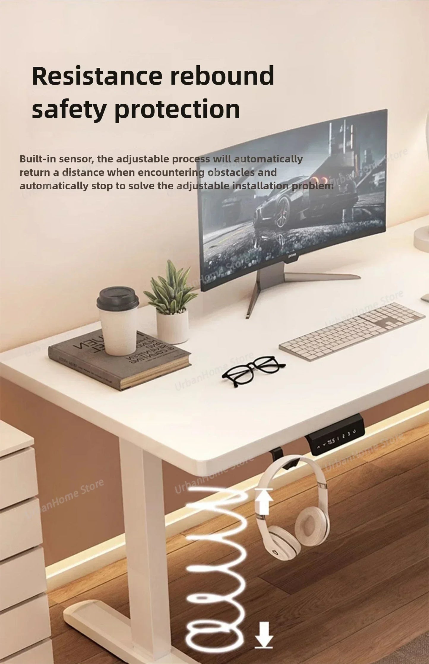 Solid Wood Electric Lifting Table | Versatile Office & Gaming Desk