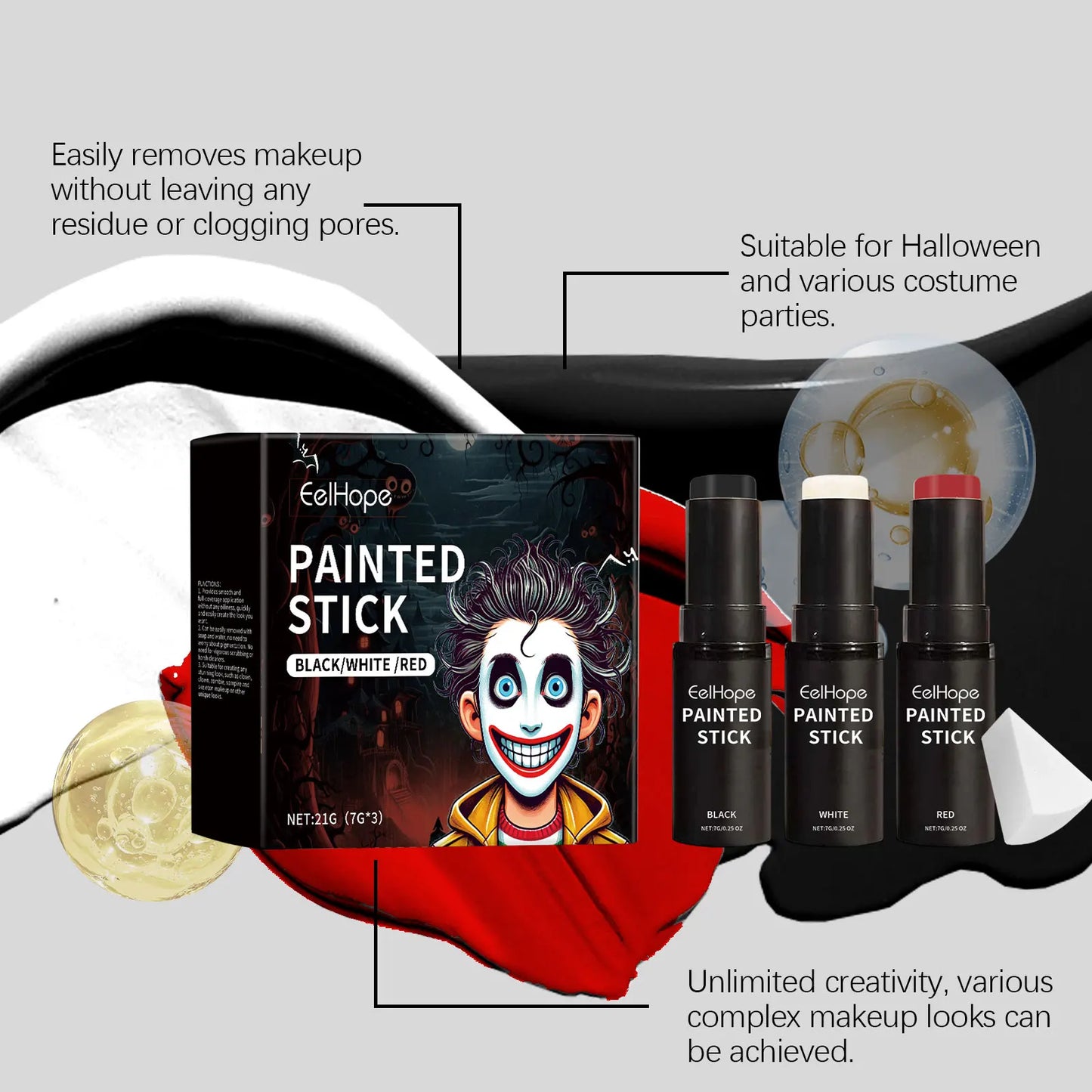 Halloween Body Paint Stick Set | Full-Coverage Makeup Essentials