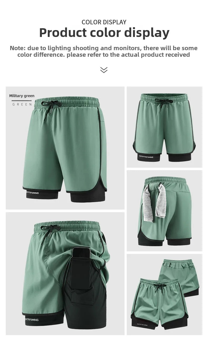 Men's 2-in-1 Camo Running Shorts | Quick Dry Gym Wear