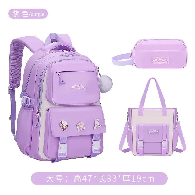 Large Capacity Spine Protection Backpack Set for Students