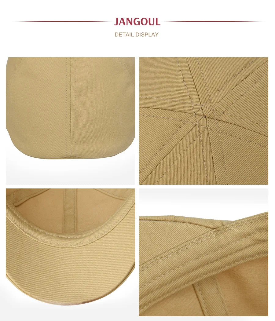 JANGOUL Men's Classic Cotton Ivy Gatsby Cabbie Newsboy Hat Vintage Summer Thin Flat Scally Cap for Golf Outdoor Activities