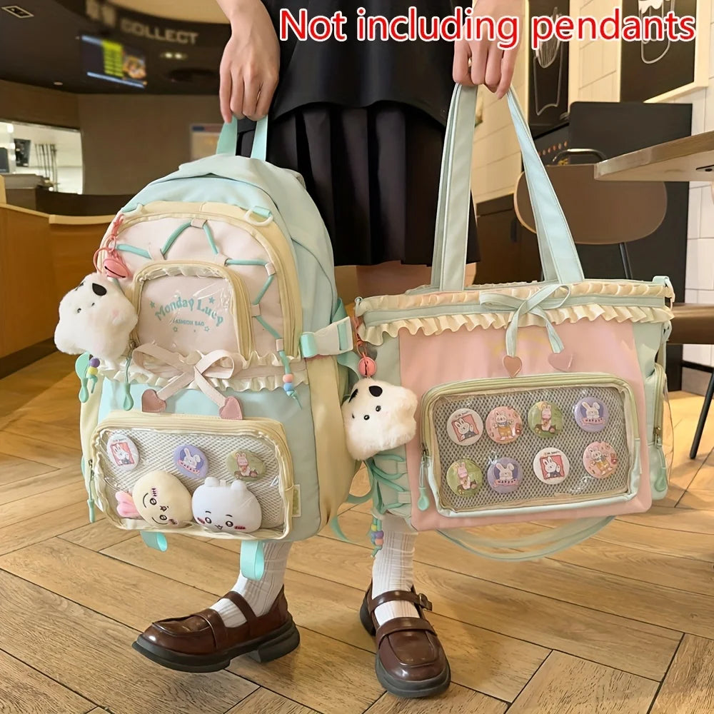 Cute Lightweight Women's Two-Piece Backpack Set for School