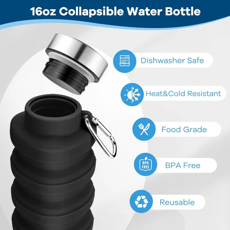 Portable Silicone Collapsible Water Bottle | Leak-Proof Design