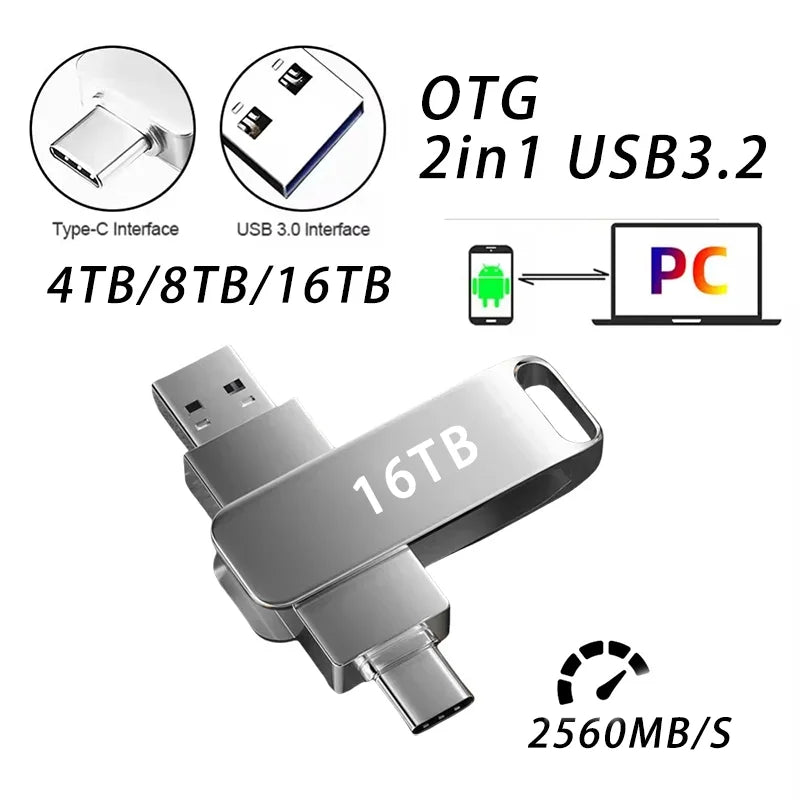 16TB USB 3.2 Flash Drive | Super High Speed Waterproof Stick