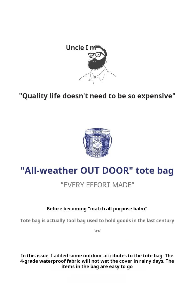 Vintage Waterproof Tote Bag for Men | Large Capacity Commuter Bag