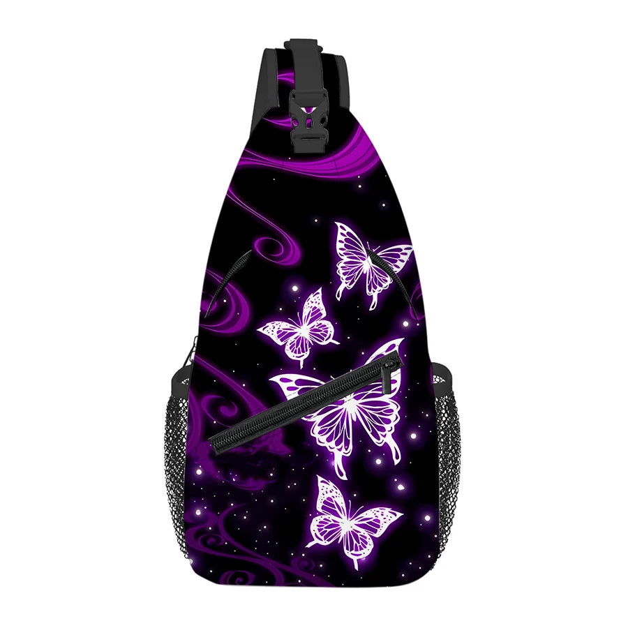 Purple Butterfly Small Chest Bag | Fashionable Outdoor Accessory