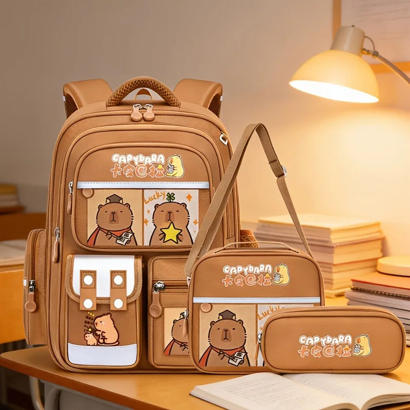 Cute Capybara School Bags for Kids | Fun Backpack Set