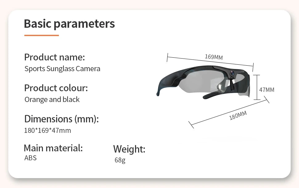 Smart Glasses with HD Camera | Outdoor Sports Recorder Goggles