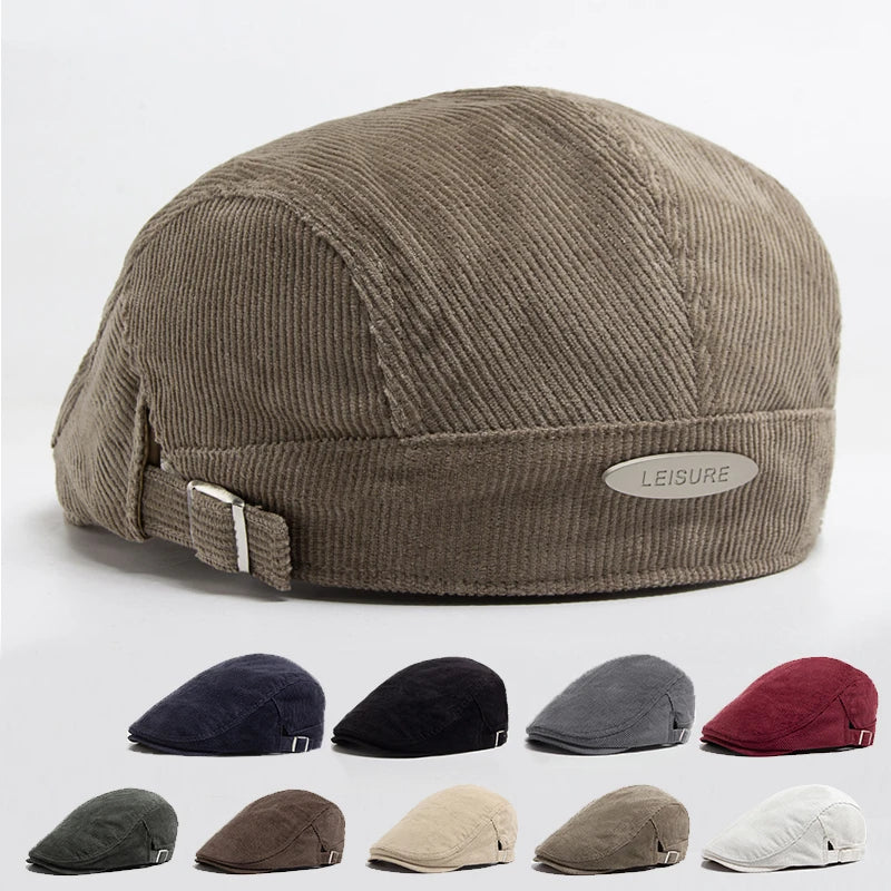 Unisex Corduroy Beret Hat | Vintage Newsboy Cap for All Seasons