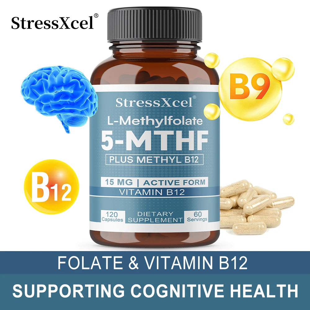 5-MTHF L-Methylfolate with B12 Capsules | Boost Cognitive Function