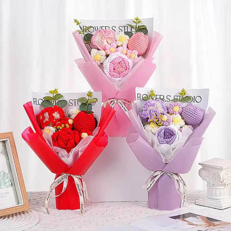 Hand-Knitted Crochet Flower Bouquet | Perfect Gift for Any Occasion