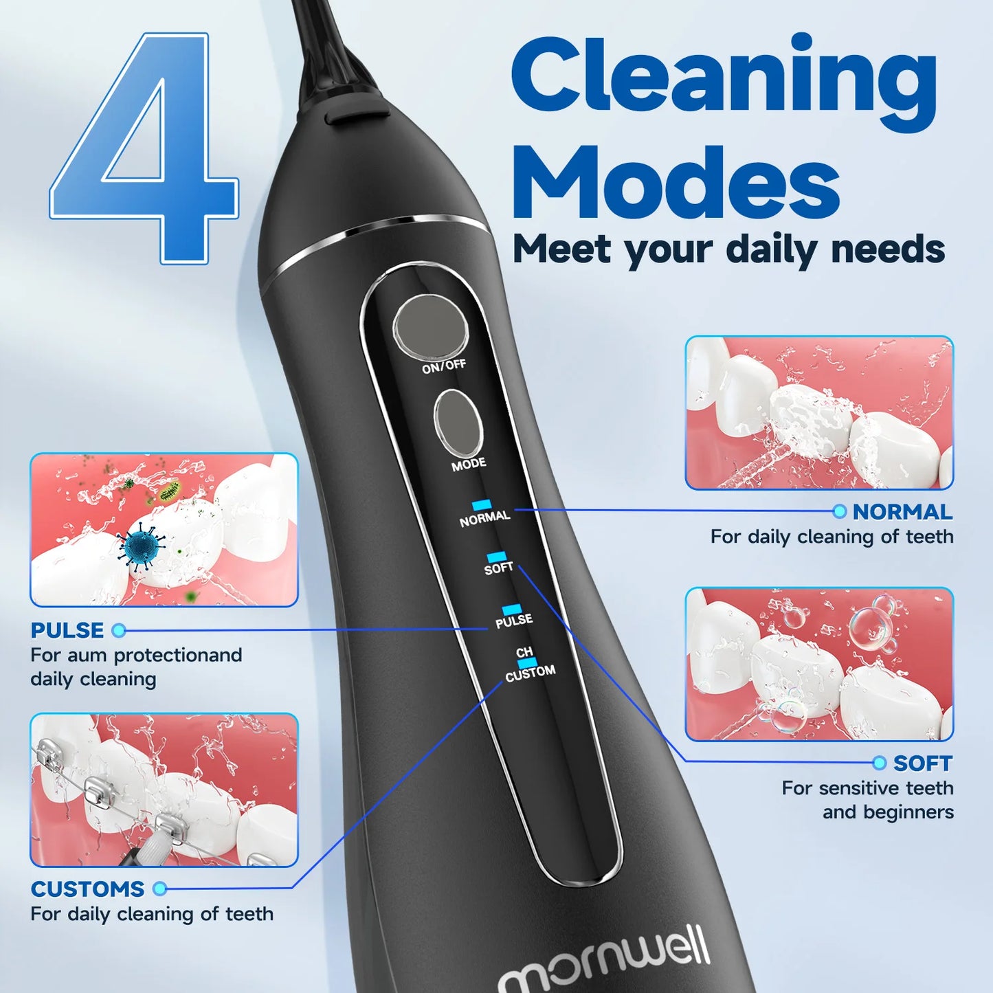 Portable Water Flosser | 4 Modes USB Rechargeable Dental Care