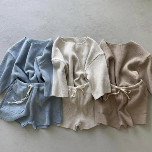 Stylish Baby Casual Sports Waffle Set | Comfy Autumn 2-Piece Suit