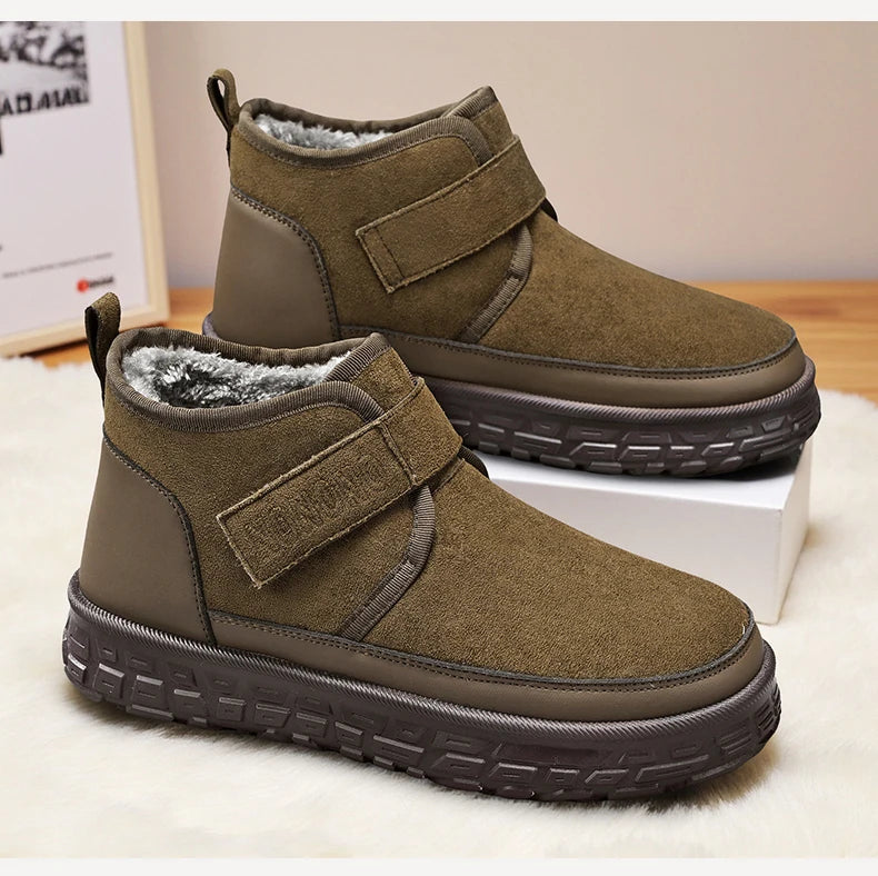 Men's Warm Fleece Lined Snow Boots | Mid-Calf Ankle Winter Shoes