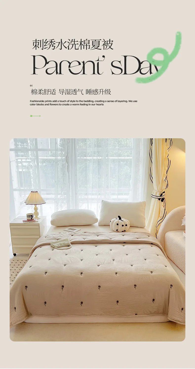 Breathable Summer Quilt | Skin-Friendly Cotton Bedding