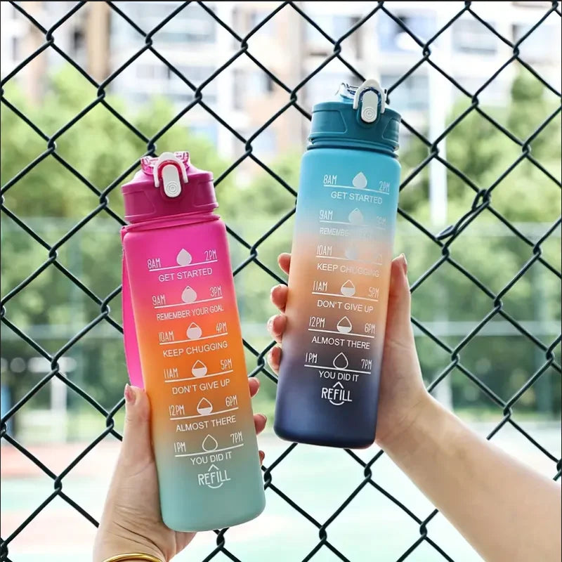Leak-Proof Sports Water Bottle with Time-Tracking Straw | Outdoor Hydration