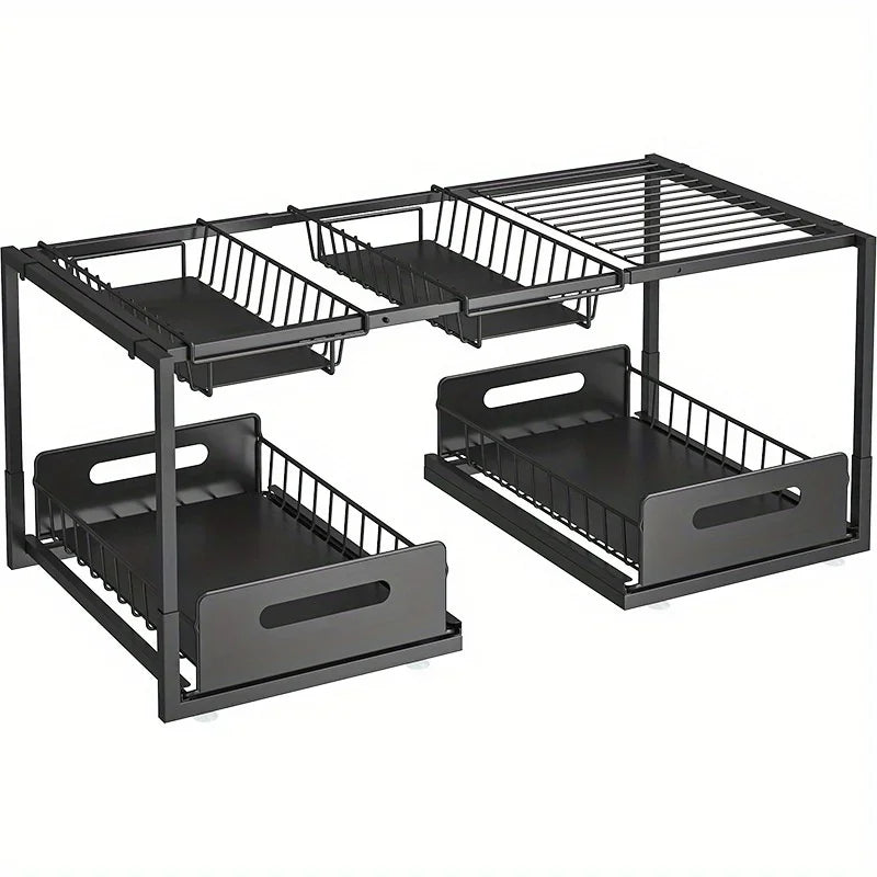 Double Layered Under Sink Storage Rack | Adjustable & Space-Saving