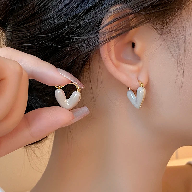 Elegant Wine Red Heart Shaped Drop Earrings | Fashion Jewelry for Women