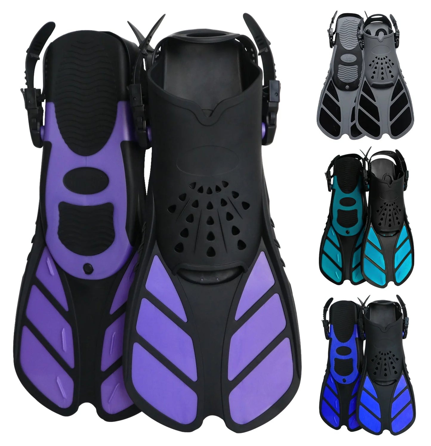 Unisex Swim Training Fins | Adjustable Short Foot Pocket Design