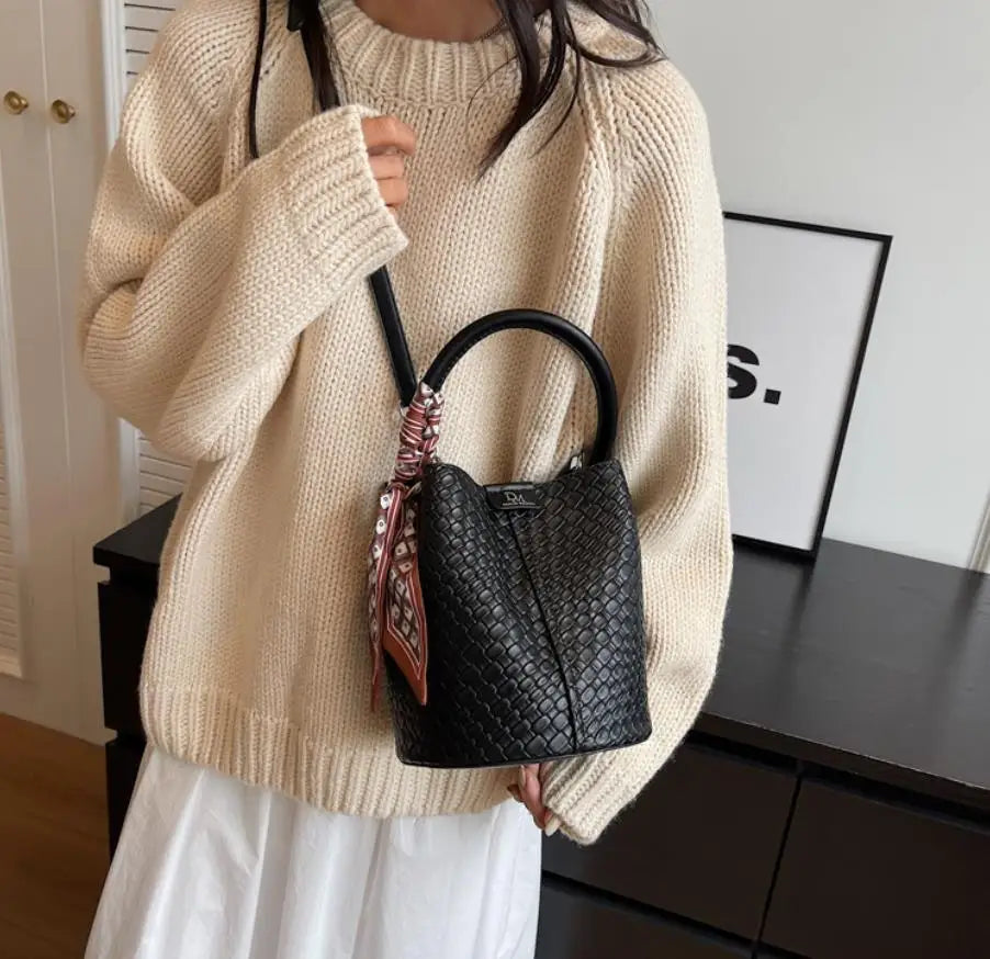 Bolso de cubo chic para mujer | Bolso de mano tejido de moda para cada ocasión