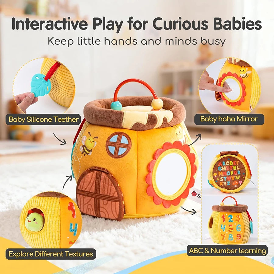 Plush Baby Beehive Toy with Stuffed Farm Animals | Sensory Fun