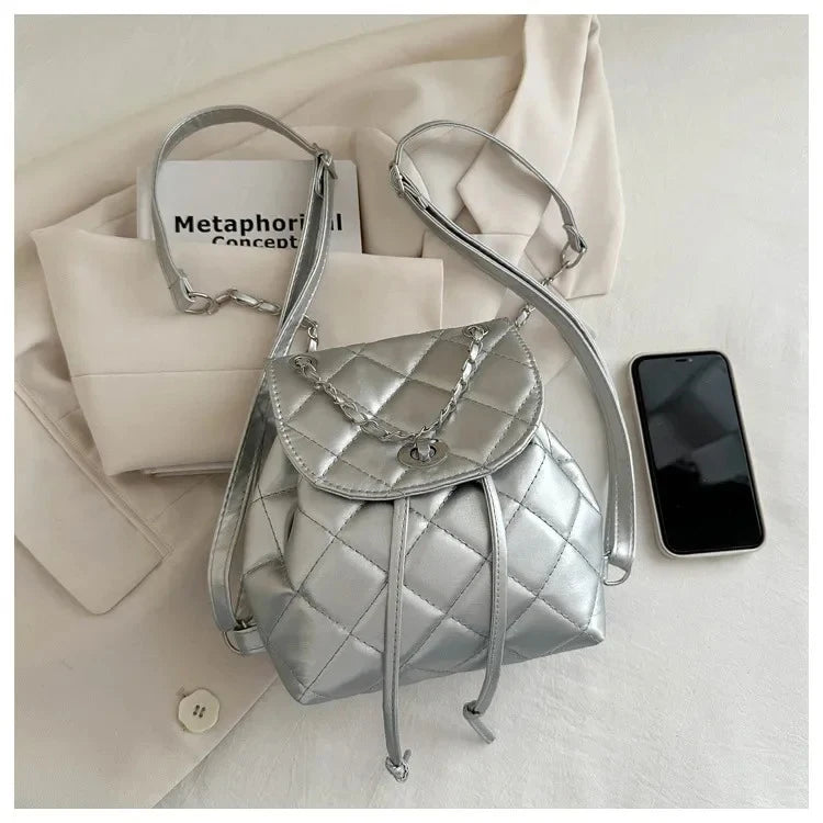 Bolso de hombro informal de verano con diseño de cuadros y gran capacidad