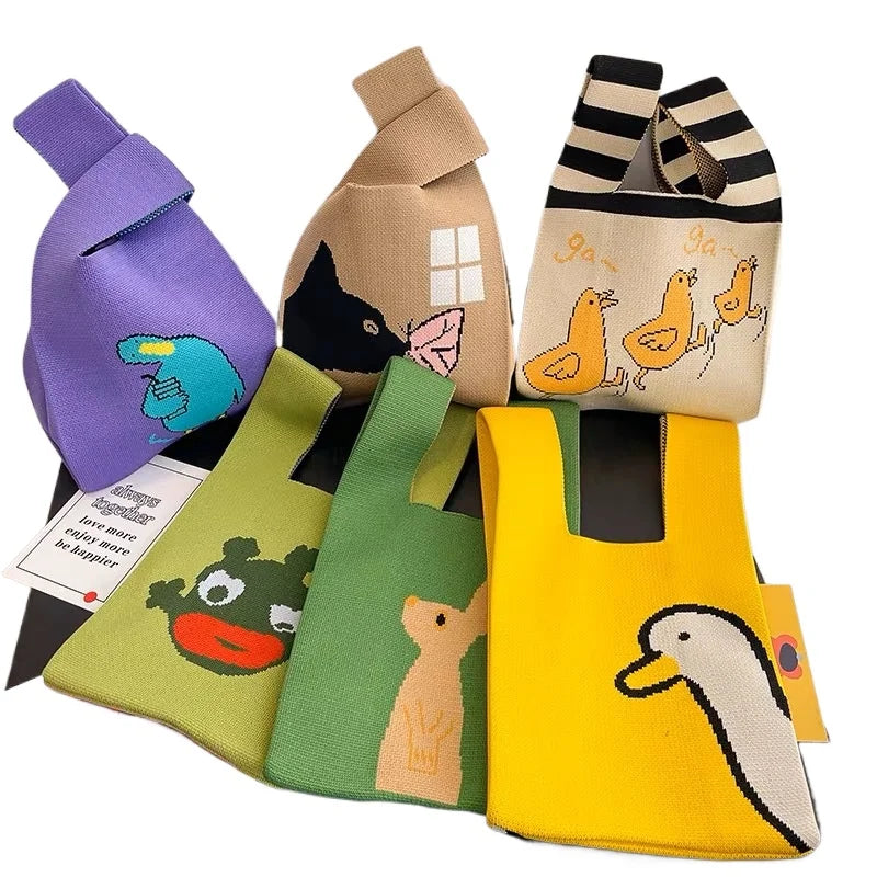 Handmade Mini Knitted Tote Bags | Portable Spring Summer Handbags