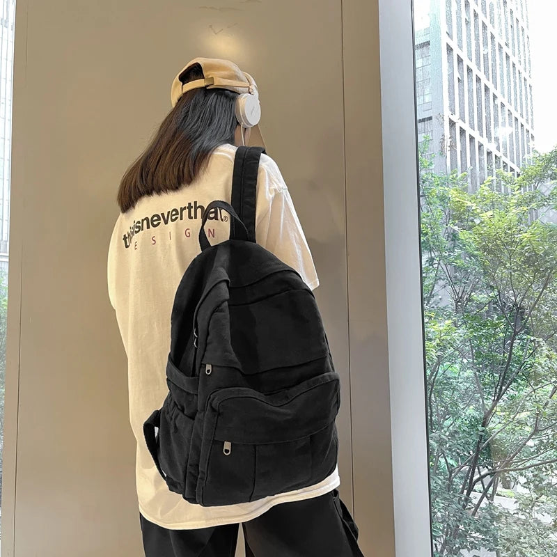 Stylish Vintage Fabric Backpack | Trendy & Functional Student Bag