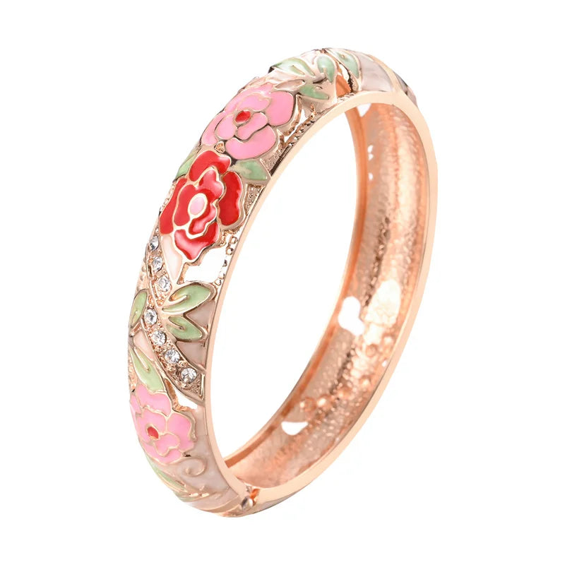 Stylish Cloisonne Double Bangle Set | Elegant Enamel Bracelets for Women