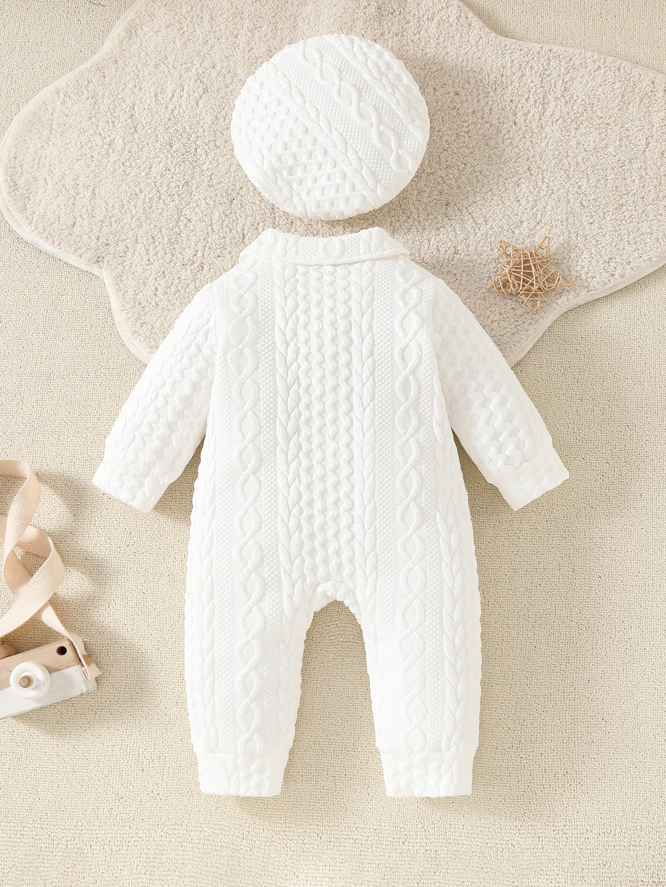 Adorable Long-Sleeve Textured Baby Boy Romper | Ultra-Soft Comfort