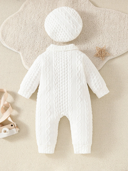 Adorable Long-Sleeve Textured Baby Boy Romper | Ultra-Soft Comfort