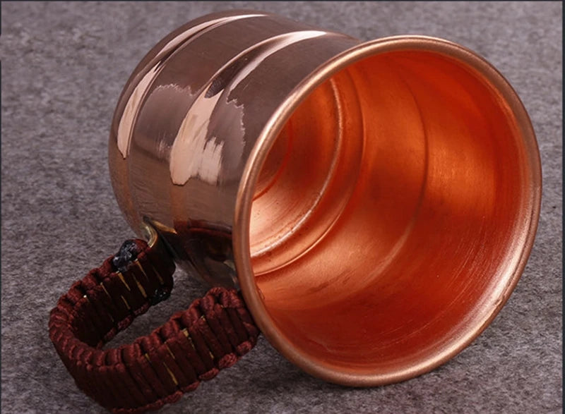 Handcrafted Pure Copper Beer Milk Mug Weave Handle Thickened Moscow Water Mule 400 ml Breakfast Cup Moscow Drinkware Tableware