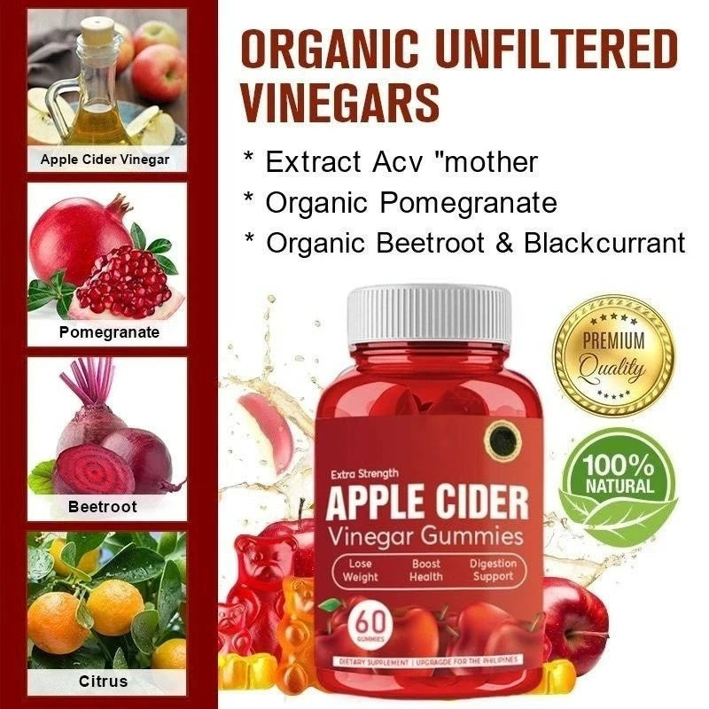 Apple Cider Vinegar Gummies with Vitamin B12 | 60 Count Supplement