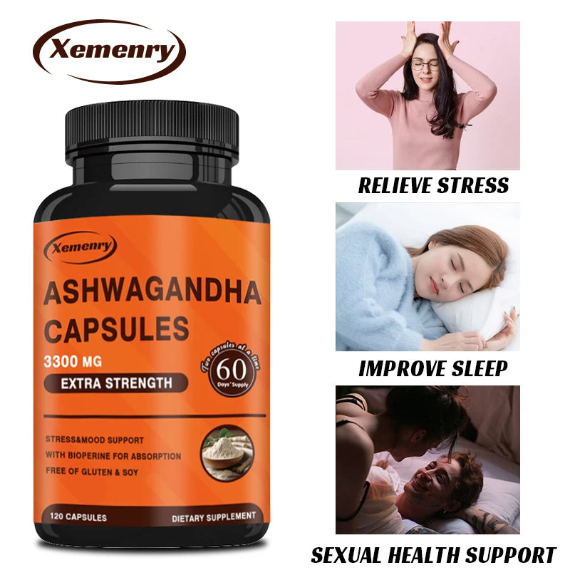 Ashwagandha Capsules for Brain Support & Stress Relief - 120 Count