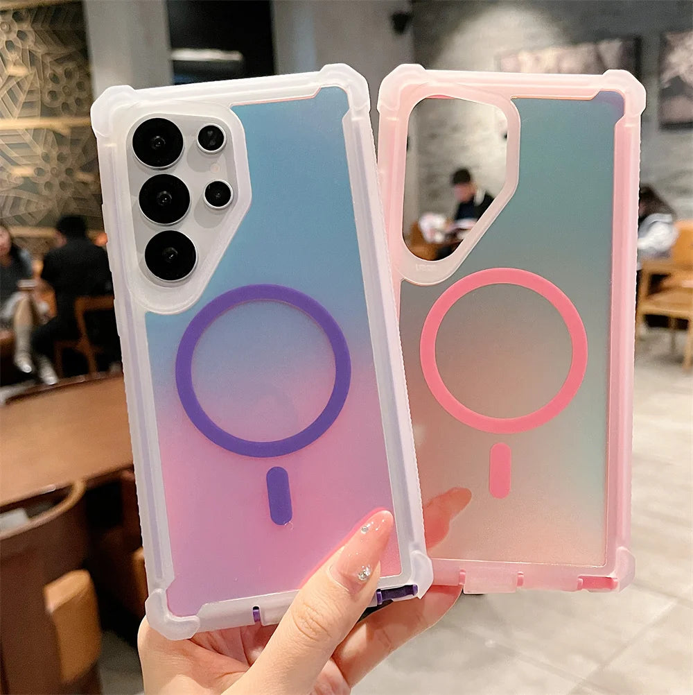 Luxury Shockproof Magnetic Color Changing Case for Samsung Devices