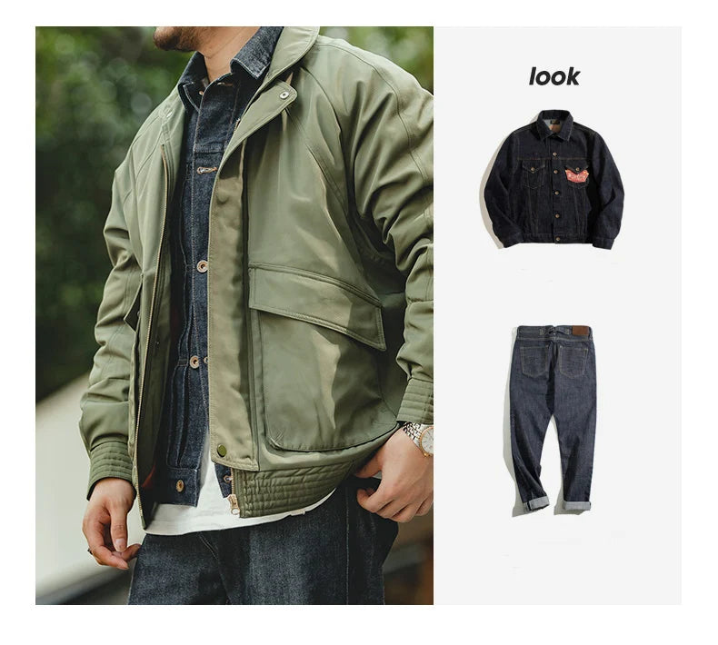 Men's Vintage Pilot Jacket | Thick Warm Cotton Bomber for Winter