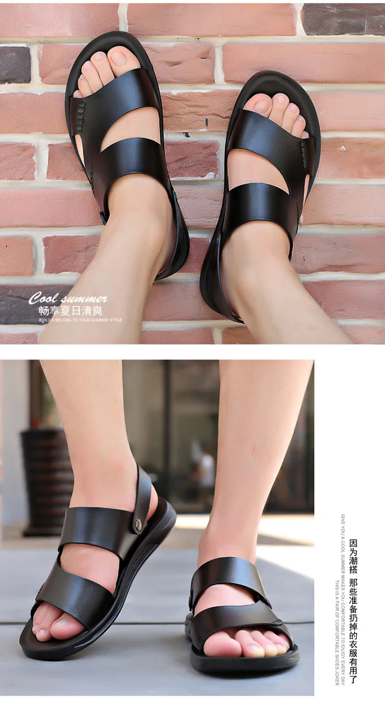 Men's Stylish Leather Sandals | Breathable Casual Beach Shoes