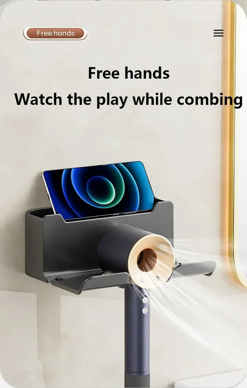 Hair Dryer Holder | Wall-Mounted Organizer for Bathroom Accessories