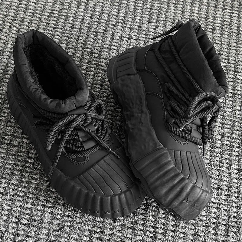 Men's Warm Split Leather Snow Boots | Cozy Winter Ankle Shoes