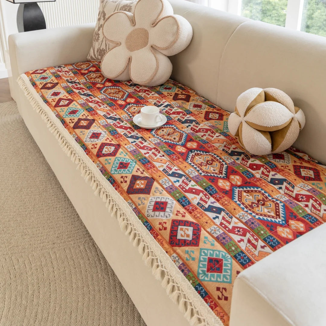Boho Pattern Quilting Sofa Pad | Anti-Slip Multi-Use Cover