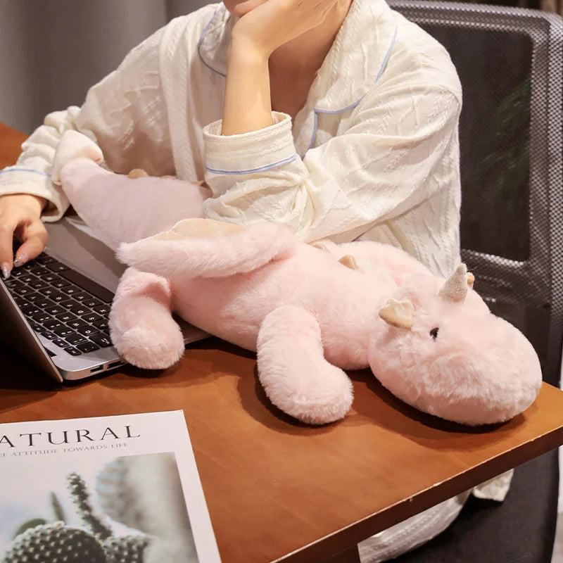 Giant White Dragon Plush Toy | Magical Hug Pillow With Wings